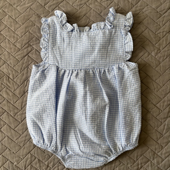 MudPie Blue Gingham Baby Romper - Picture 4 of 4